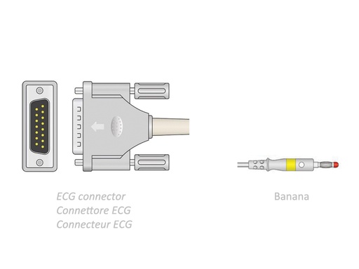 [GM-29729] CAVO PAZIENTE ECG 2,2 m - banana - compatibile Camina, Colson, ST, altri