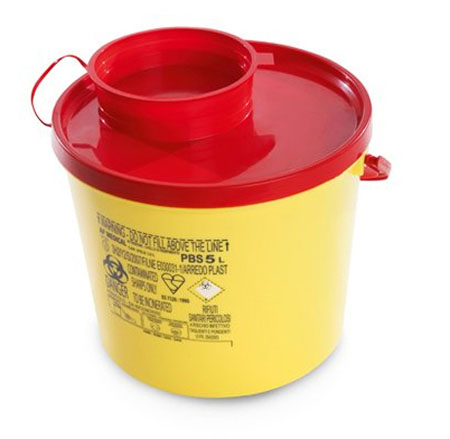 [DMM10008] Contenitore per rifiuti speciali in pp da 2 lt giallo con tappo rosso rotondo
