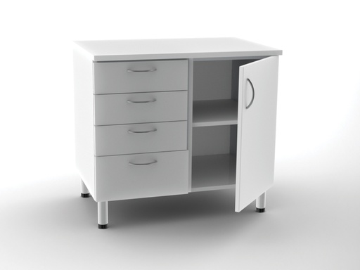 [GM-29939] UNITÀ BASE DOPPIA 4 cassetti + 1 porta con 2 scaffali - bianca