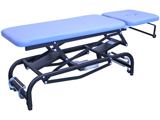 [GM-29999] LETTINO DA VISITA KING AD ALTEZZA VARIABILE con foro - telaio nero - blu
