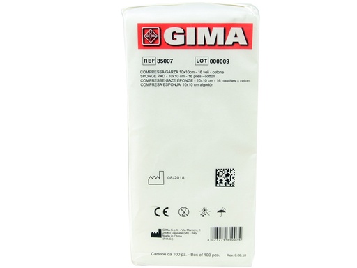 [35007] COMPRESSA GARZA 10x10cm cotone - 10 pacchi da 100
