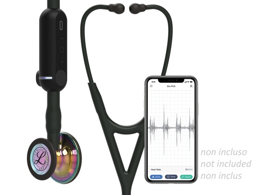 [32601] 3M LITTMANN STETOSCOPIO CORE DIGITAL - 8572 - nero - finiture arcobaleno brillanti